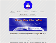 Tablet Screenshot of blessedhopebiblecollege.org